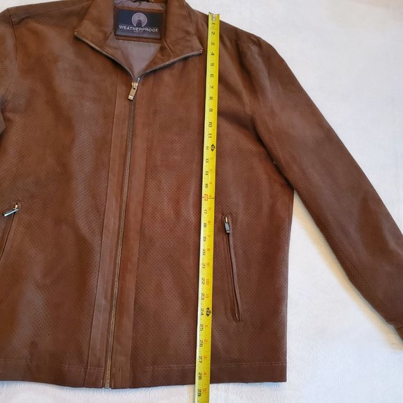 WEATHERPROOF Men's Brown Lightweight Suede Jacket, Size L - Picture 10 of 14